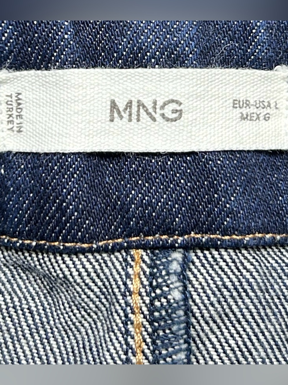 MNG Dark Wash A-Line Denim Midi Skirt 100% Cotton Size Large Minimalist Chic - Picture 3 of 10